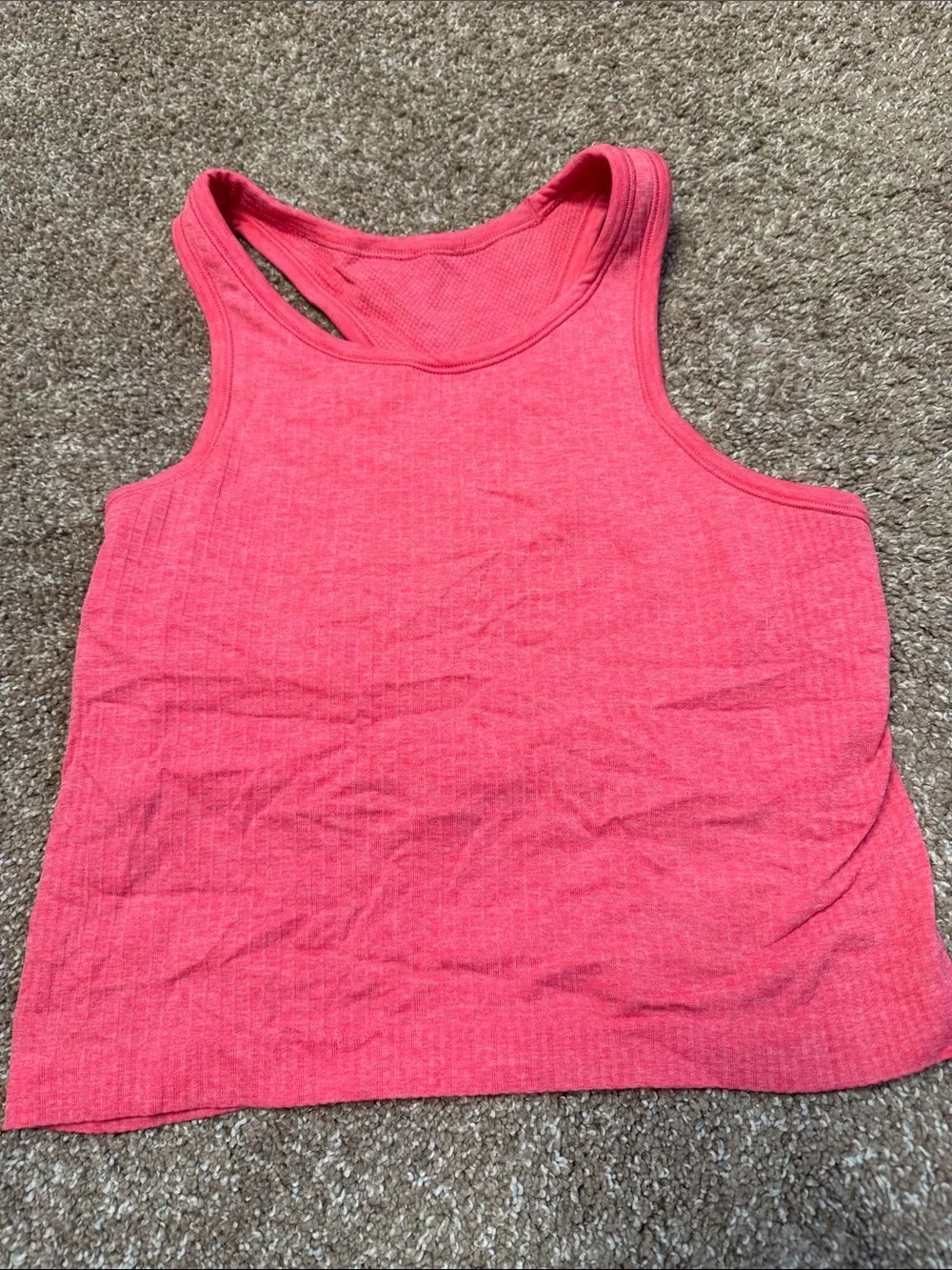 LuLulemon Women’s Pink Ribbed Tank Top - Casual Scoop Neck cropped stretch SZ 6